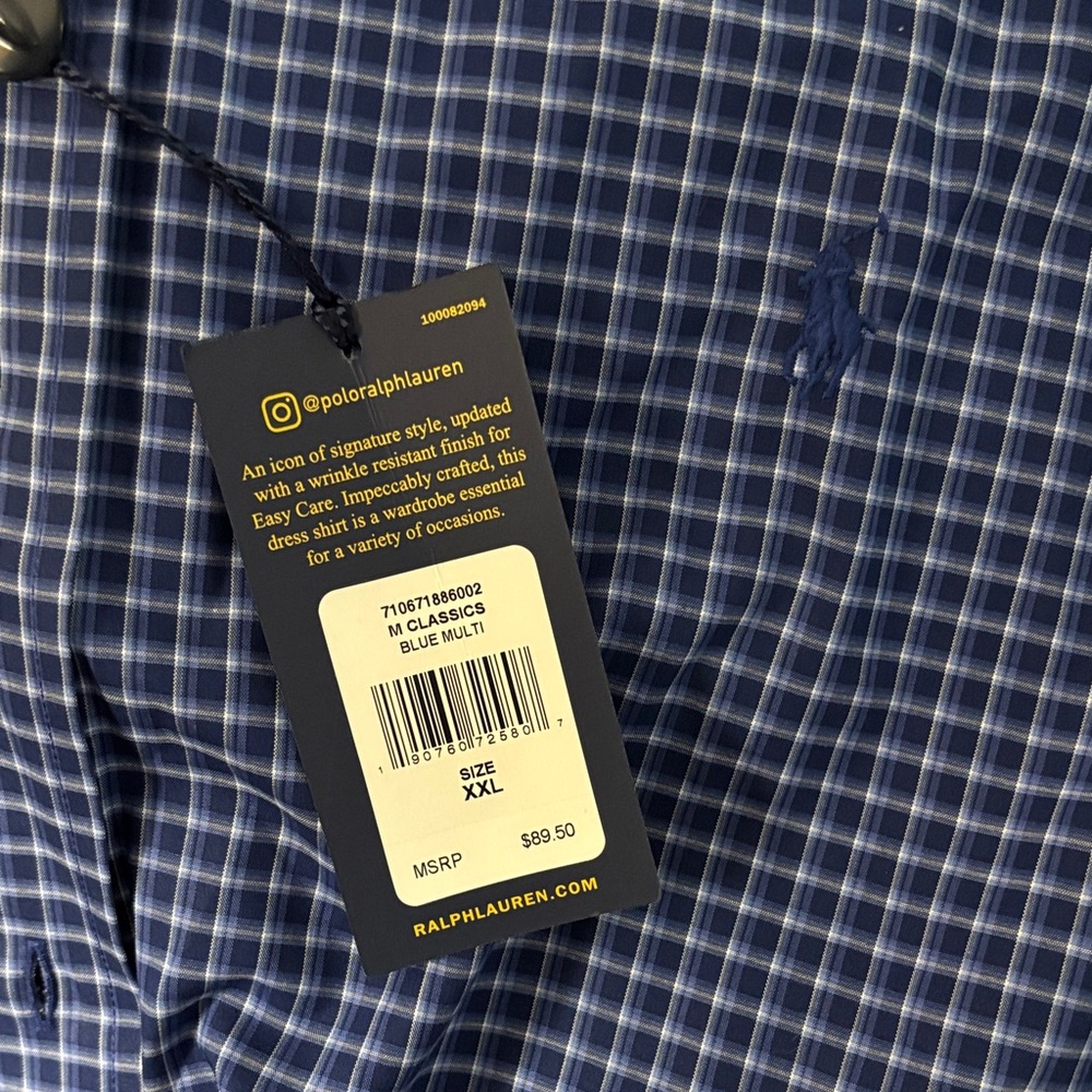 Ralph Lauren Men's Navy Plaid Dress Shirt